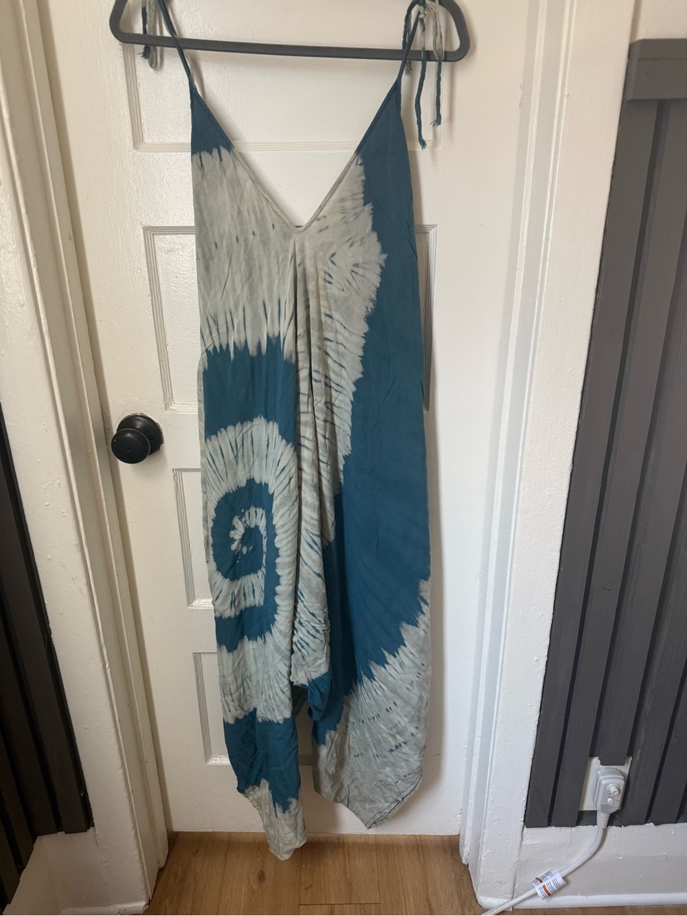 Kathmandu Blue and Cream Tie-Dye Slip Dress